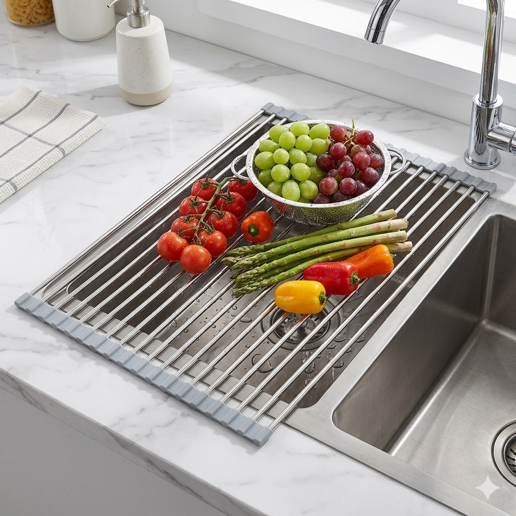 Elvanius® Roll-Up Stainless Steel Dish Drying Rack