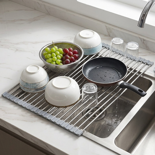 Elvanius® Roll-Up Stainless Steel Dish Drying Rack